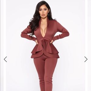 Fashionnova Penelope Scuba Set - Red Brown